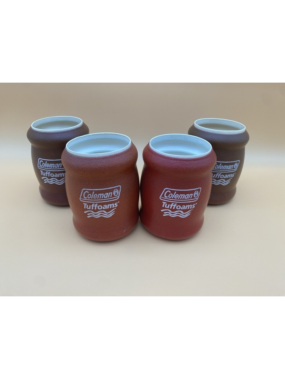 Coleman Lot of Four Tuffoams Vintage Can Coozies - Red & Brown